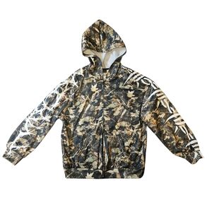 BABEWEAR Camouflage Hooded Jacket with White Painted Lettering And Barbed Wire